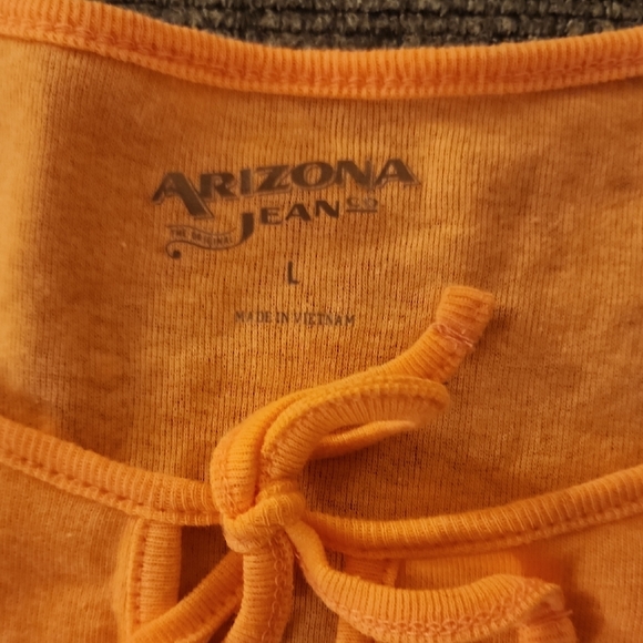 Arizona Jean Company Orange Tie Front Peplum Blouse - Picture 2 of 4